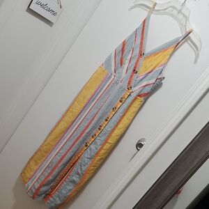 Striped Yellow and Blue Midi Dress